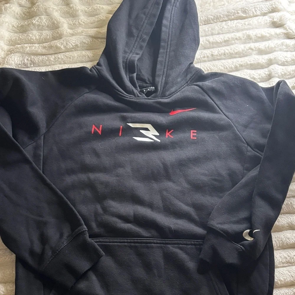 Nike Black Hoodie with Red and White Accents